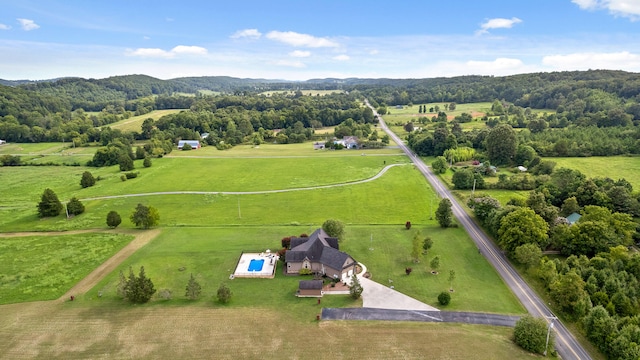 drone / aerial view featuring a rural view