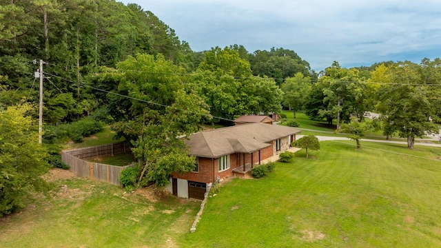 aerial view with a wooded view