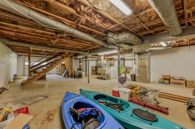 basement with independent washer and dryer