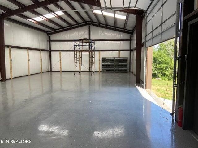 garage featuring metal wall