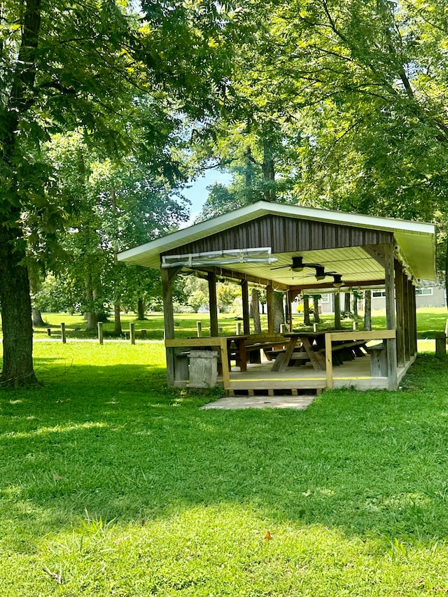 view of home's community with a yard and a gazebo