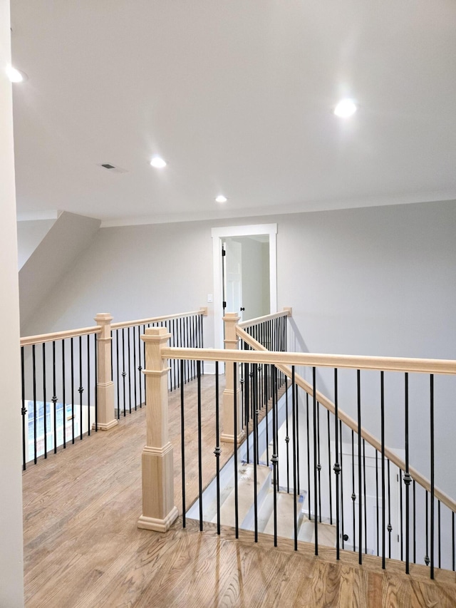 hall with light hardwood / wood-style flooring