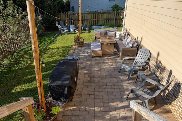 view of patio with an outdoor hangout area