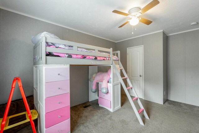 bedroom featuring carpet and ceiling fan