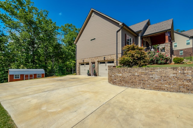 view of property exterior featuring a garage