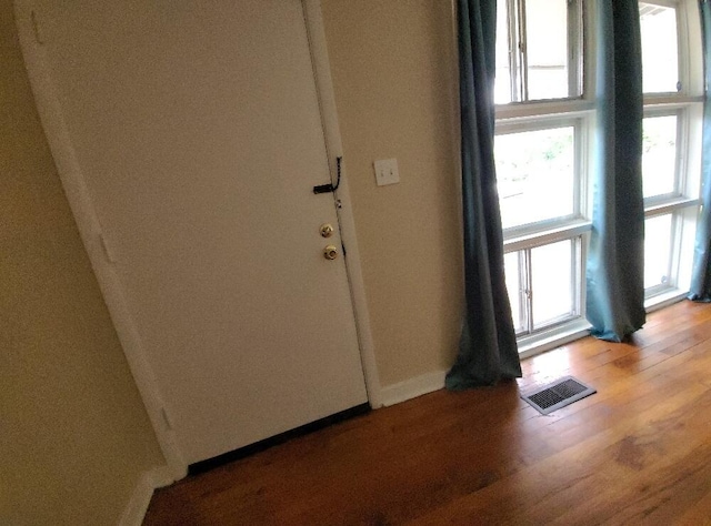 foyer entrance featuring a wealth of natural light and hardwood / wood-style flooring