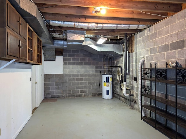 basement with electric water heater