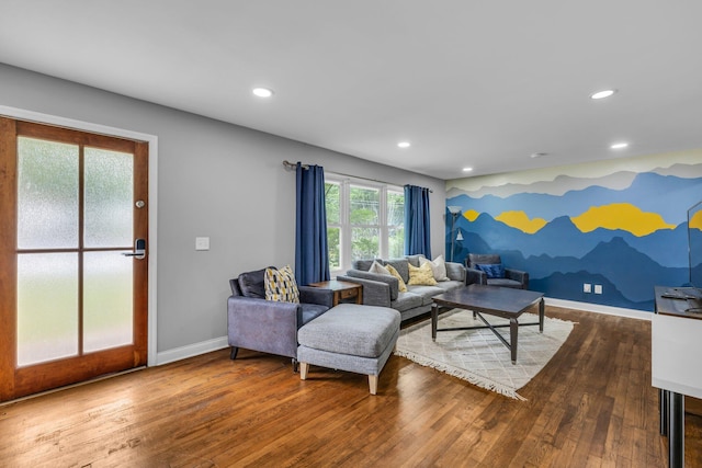 living room featuring wood-type flooring