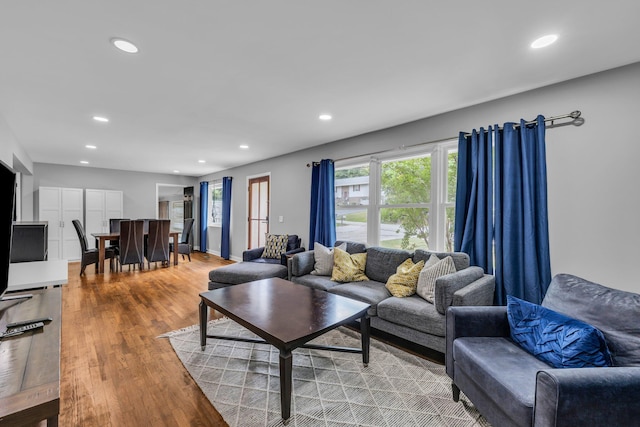 living room featuring light wood-type flooring