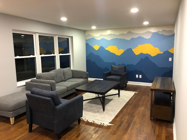 living room featuring dark hardwood / wood-style floors