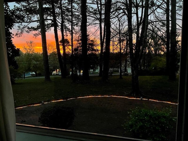 view of yard at dusk