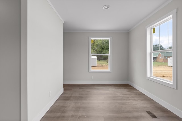 unfurnished room featuring light hardwood / wood-style floors and a wealth of natural light