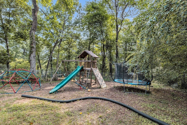 view of play area featuring a trampoline