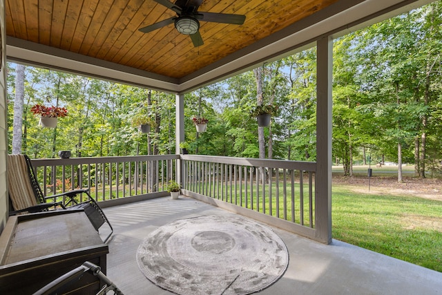 view of patio with ceiling fan