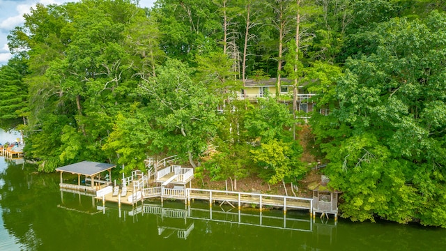 dock area with a water view