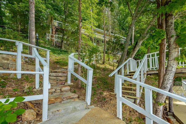 view of yard featuring stairs