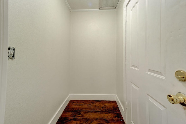 interior space featuring hardwood / wood-style flooring and crown molding