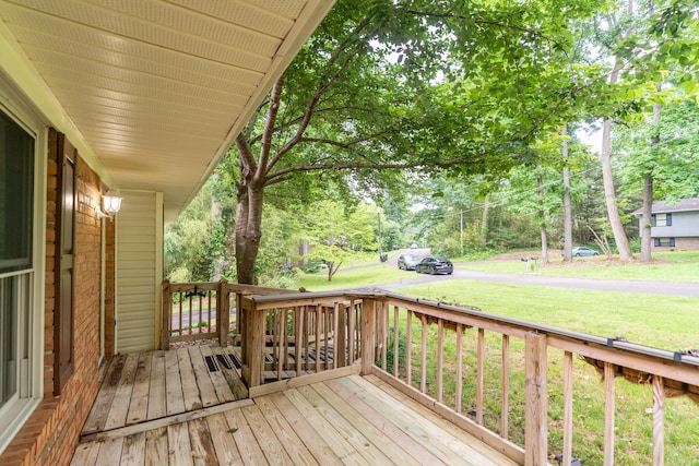 deck with a lawn