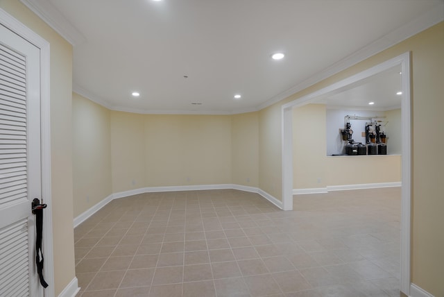 empty room featuring ornamental molding