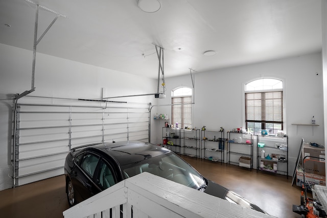 garage with a garage door opener