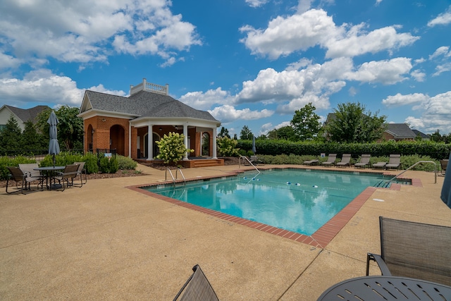 view of pool featuring a patio area