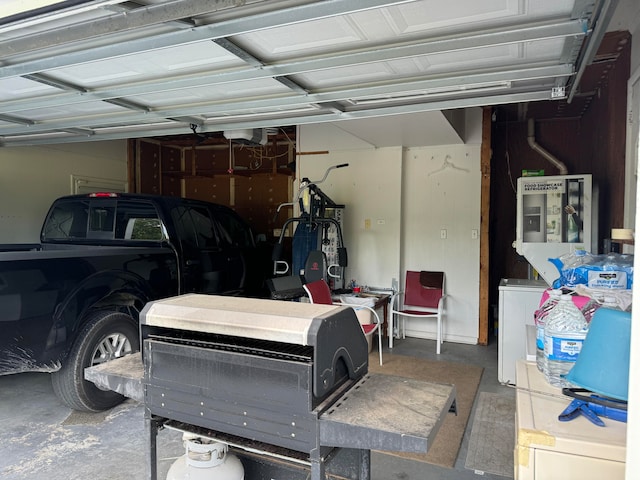 garage with a garage door opener