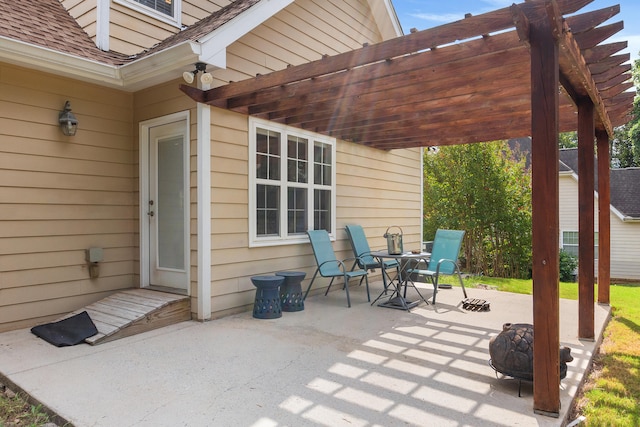 view of patio with a pergola