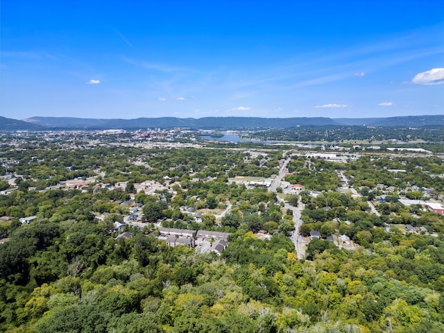 bird's eye view with a mountain view