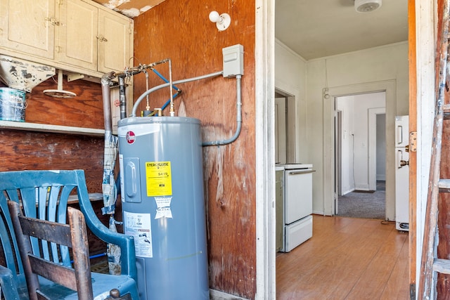 utility room with electric water heater