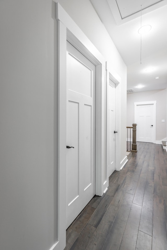 hall featuring dark hardwood / wood-style floors