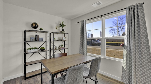 dining room with wood-type flooring