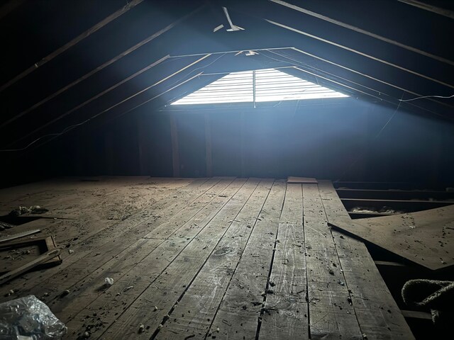 view of unfinished attic