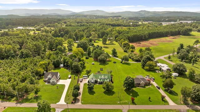 birds eye view of property featuring a mountain view