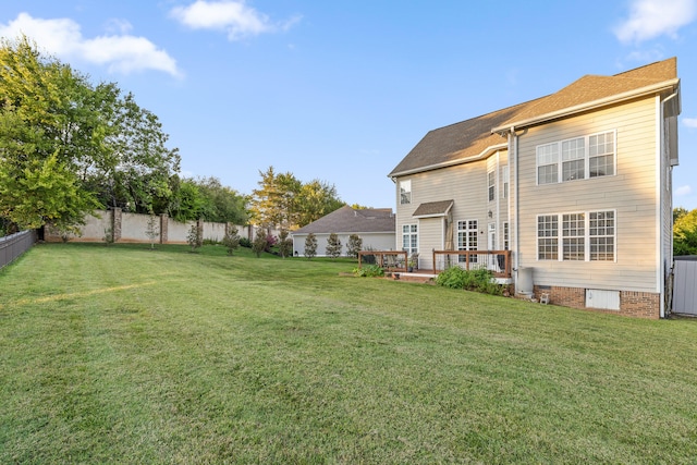 view of yard featuring a deck