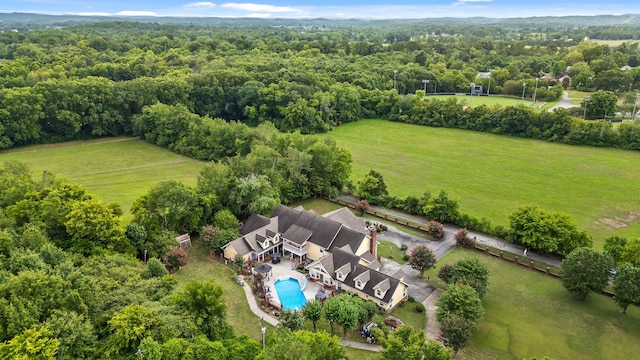 bird's eye view with a rural view and a forest view