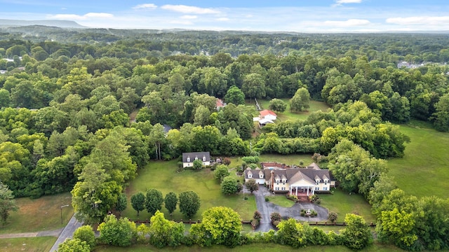 aerial view with a forest view