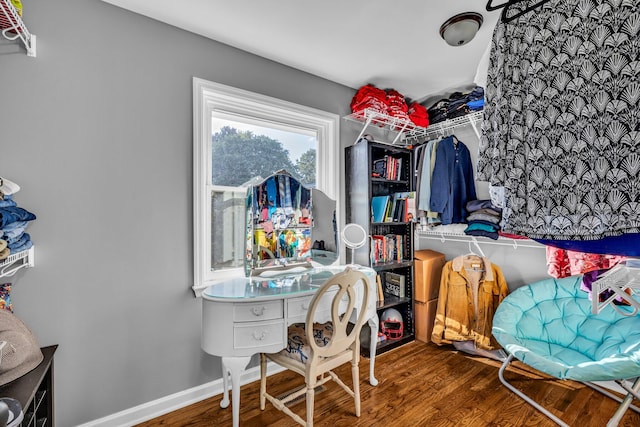 spacious closet with hardwood / wood-style flooring