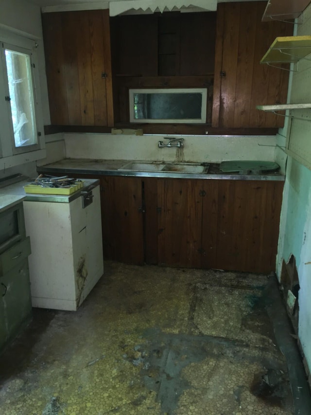 kitchen featuring sink and dark brown cabinets