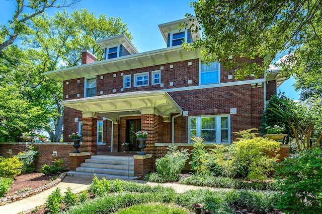 italianate home with covered porch