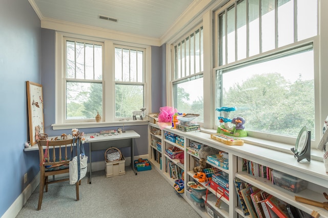 interior space featuring crown molding