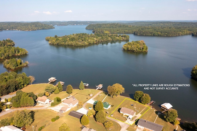 bird's eye view featuring a water view