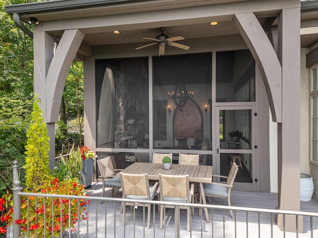 view of patio / terrace featuring ceiling fan