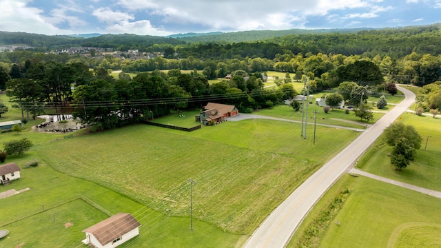 aerial view with a rural view