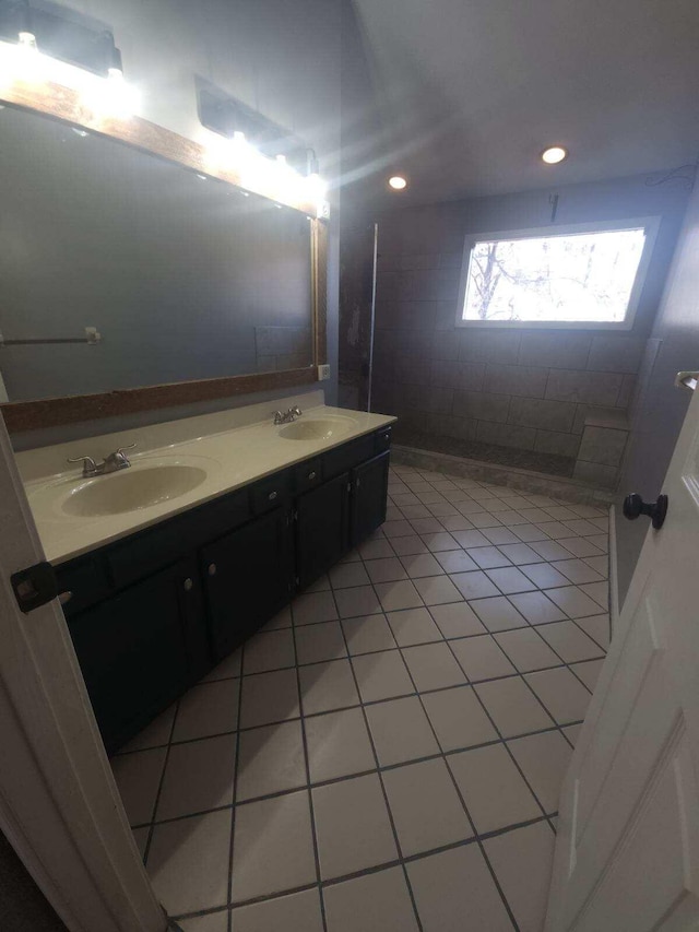 bathroom featuring vanity and tile patterned floors