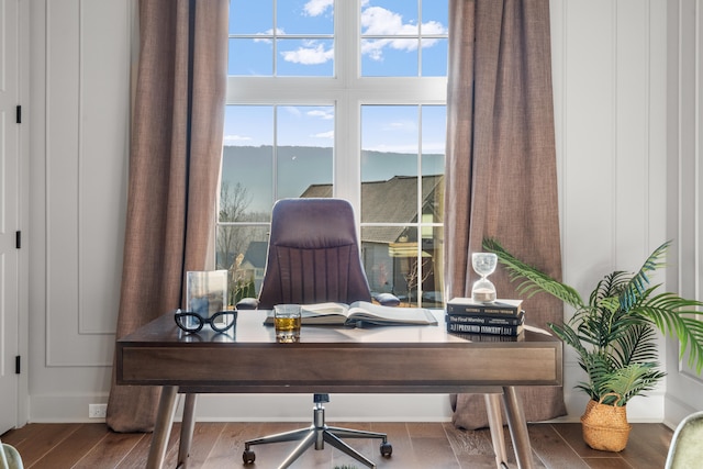 office space featuring hardwood / wood-style flooring