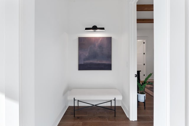 423 Sun Valley Rd Unit 702, Chattanooga, TN 37419 - hallway featuring baseboards, beam ceiling, and wood finished floors
