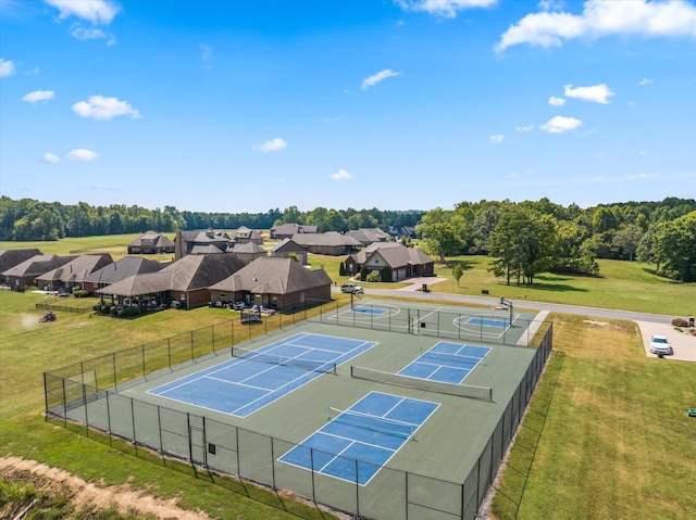 birds eye view of property with a residential view