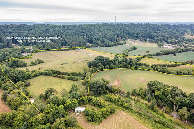 drone / aerial view with a rural view