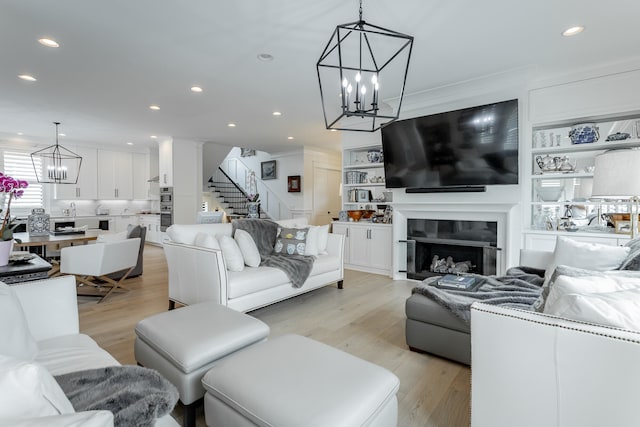 living room with light hardwood / wood-style floors