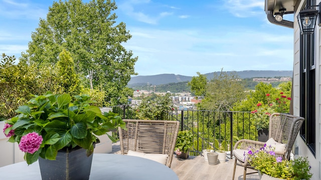 balcony with a mountain view